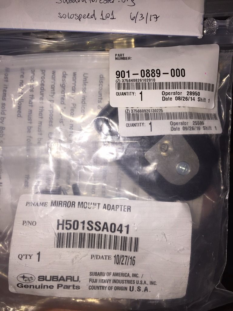 SOLD: NC: Subaru Auto Dim Rear View Mirror + Homelink OEM LKQ with